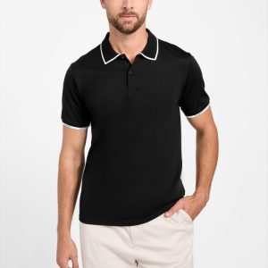 Eco Paul Pique Tipping Polo - Black