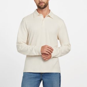 Barry Knit Long-Sleeve Polo - Off-white