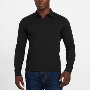 Barry Knit Long-Sleeve Polo - Black