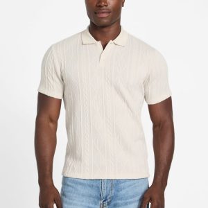 Olin Textured Knit Polo - Off-white