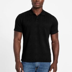 Olin Textured Knit Polo - Black