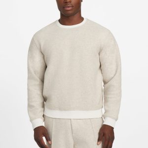 Crewneck Scuba Wool-Blend Melange Sweater - Neutral