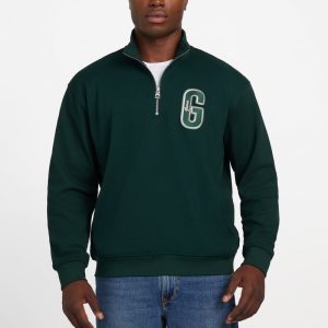 Eco Harris Twill Zip Mock Neck Sweater - Green