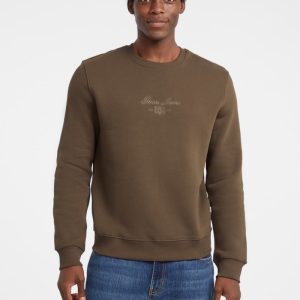 Fleece Script Crewneck Hoodie - Brown