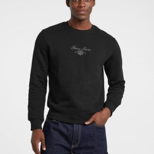 Fleece Script Crewneck Hoodie - Black