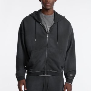 GUESS Originals Boxy Zip-Up Hoodie - Black