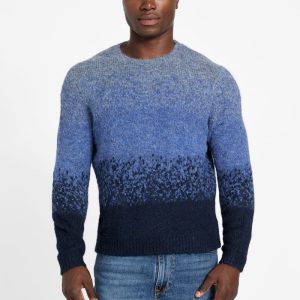 Eco Trey Crewneck Marled Striped Sweater - Blue