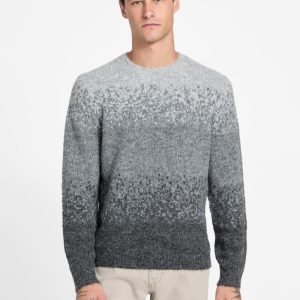 Eco Trey Crewneck Marled Striped Sweater - Gray