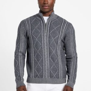 Eco Noel Zip Cable-Knit Sweater - Blue