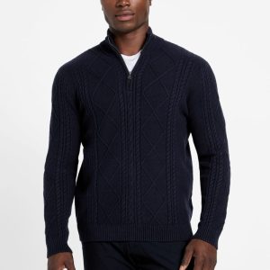 Eco Noel Zip Cable-Knit Sweater - Blue