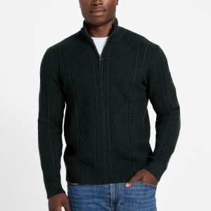 Eco Noel Zip Cable-Knit Sweater - Green