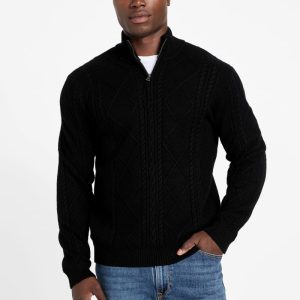 Eco Noel Zip Cable-Knit Sweater - Black