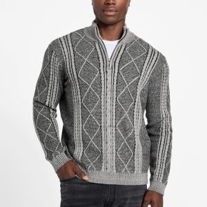 Eco Noel Zip Cable-Knit Sweater - Black