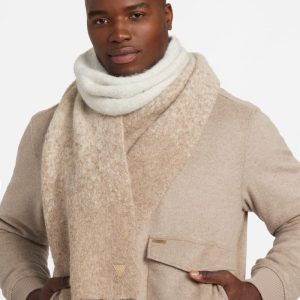 Trey Marled Striped Scarf - Beige
