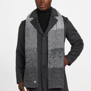 Trey Marled Striped Scarf - Gray