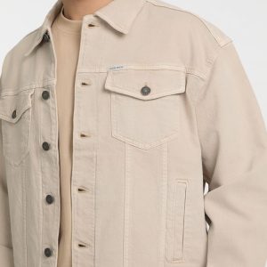 Oversized Denim Trucker Jacket - Beige