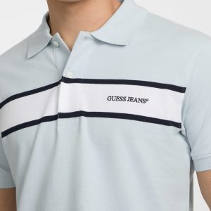 Piquet Striped Polo - Blue