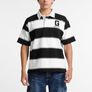 Striped Rugby Polo - Black/White