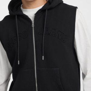 Hooded Fleece Vest - Black