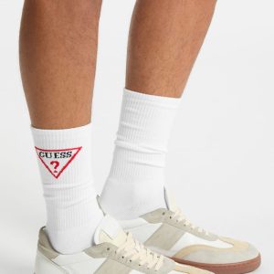 Unisex Triangle Logo Crew Socks - White