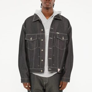 GUESS Originals Metallic Denim Trucker Jacket - Grey