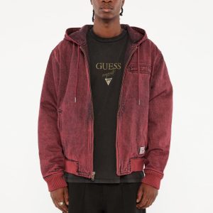 GUESS Originals Hooded Denim Jacket - Red