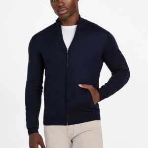 Fred Full-Zip Wool Sweater - Blue