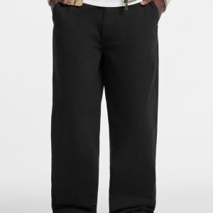 Wide Leg Chino Pants - Black