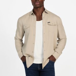 Washed Twill Shirt - Beige