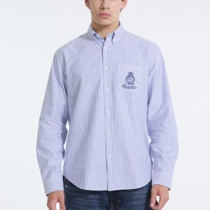 Striped Long-Sleeve Pocket Shirt - Blue
