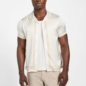 Eco Peony Satin Shirt - Beige