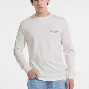 Crewneck Long-Sleeve Logo Tee - White