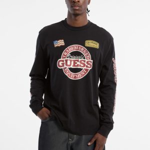 GUESS Originals Eco Racing Long-Sleeve Tee - Black