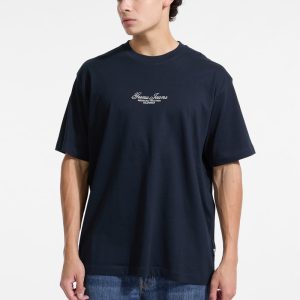 Embroidered Logo Oversized Tee - Blue