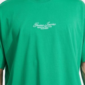 Embroidered Logo Oversized Tee - Green