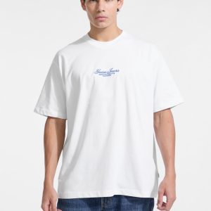 Embroidered Logo Oversized Tee - White