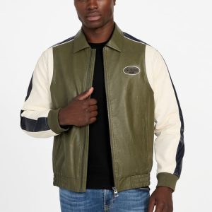 Color-Block Faux-Leather Jacket - MultipleColors