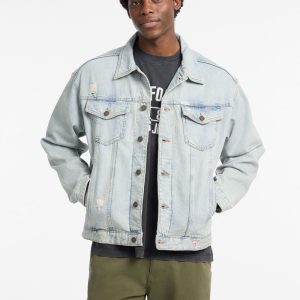 Oversized Denim Truck Jacket - Blue