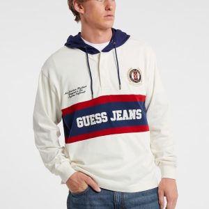 Hooded Rugby Pullover - White