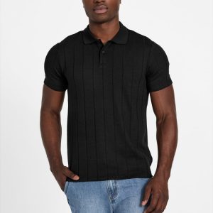 Eco Axel Ribbed Polo - Black
