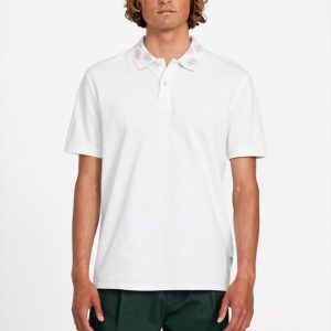 Eco Jacquard Logo Collar Polo - White