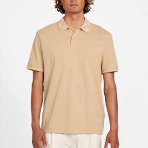 Eco Jacquard Logo Collar Polo - Beige