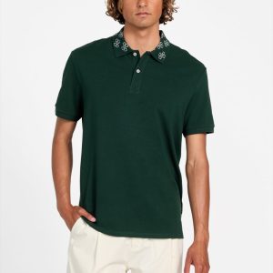 Eco Jacquard Logo Collar Polo - Green
