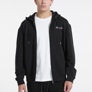 Script Zip Hoodie - Black