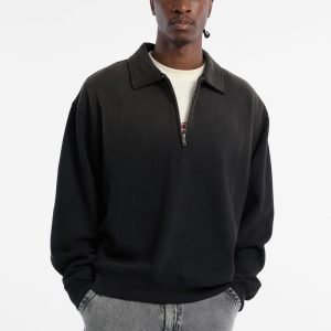GUESS Originals Eco Half-Zip Sweatshirt - Black