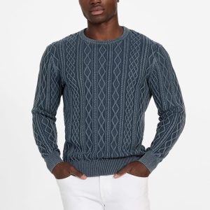 Herman Cable-Knit Washed Sweater - Blue