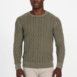 Herman Cable-Knit Washed Sweater - Green