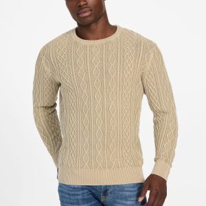 Herman Cable-Knit Washed Sweater - Beige