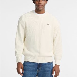 Ribbed Crewneck Sweater - White