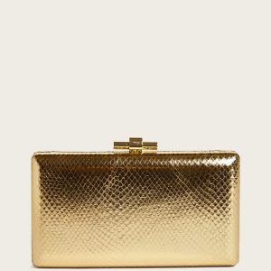 Gold-Tone Python Clutch - Rosegold